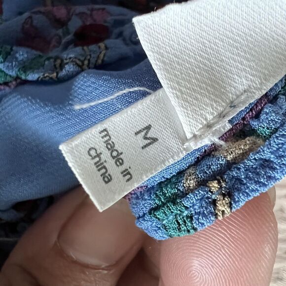 ASTR The Label Dress Womens Medium Blue Floral Ruffle Button Front Lined Midi - Picture 12 of 16